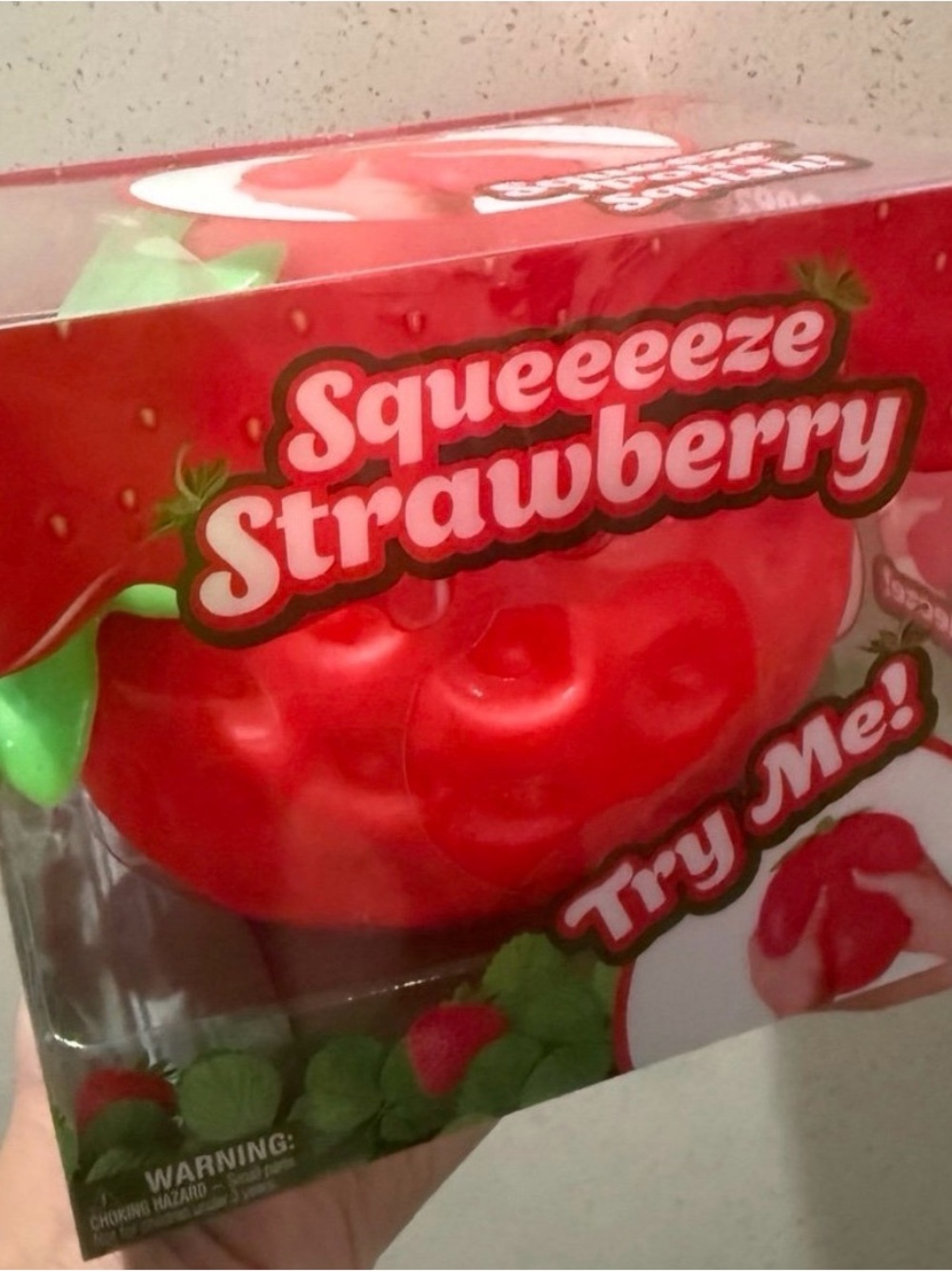 Jumbo Squeeeeze Strawberry Squishy Toy. Viral Sensory Food Fidget. New